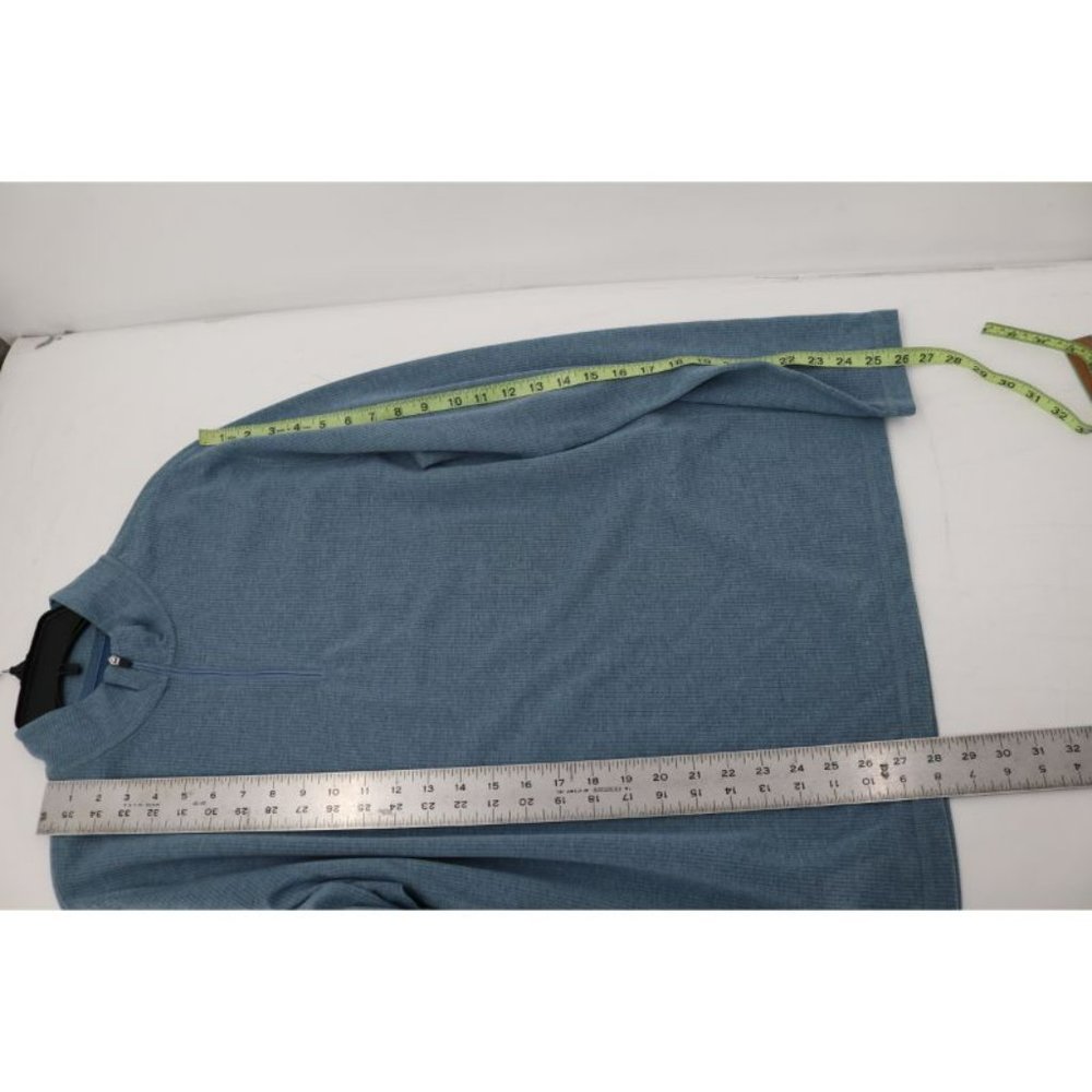 J. CREW pullover Mens L Performance 1/4 Zip Waffle Knit Lightweight Blue stretch - Picture 5 of 11